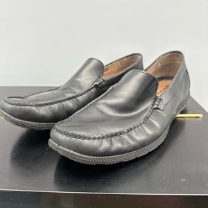 Ecco Mens Classic Drive Moc Black Leather Slip On Loafers Shoes EU 44 US 10 10.5